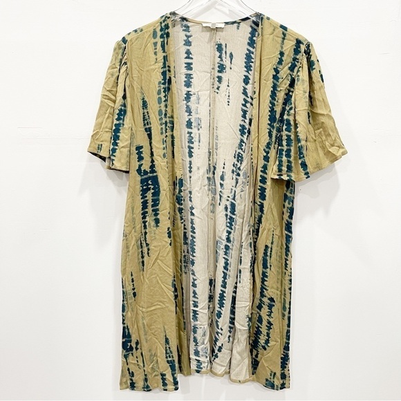 Maurices Ruffle Short Sleeve Kaftan Open Front Throw Small Tie-Dye - Picture 1 of 8